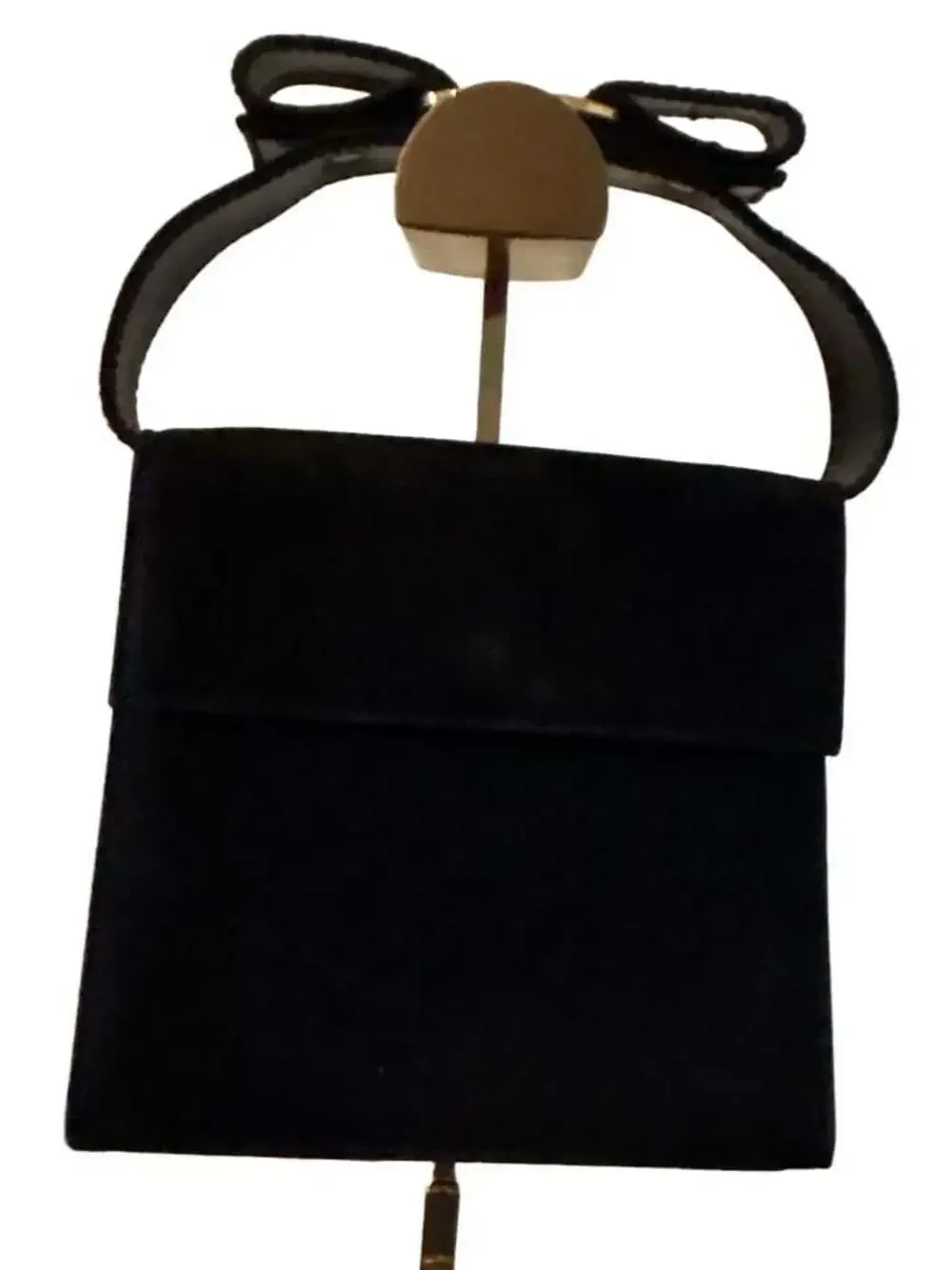 Salvatore Ferragamo Vara Ribbon Suede Black Top Handle Bag